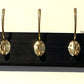 Wall Mounted Painted Wooden Coat Rack with Solid Brass Hooks in Gold