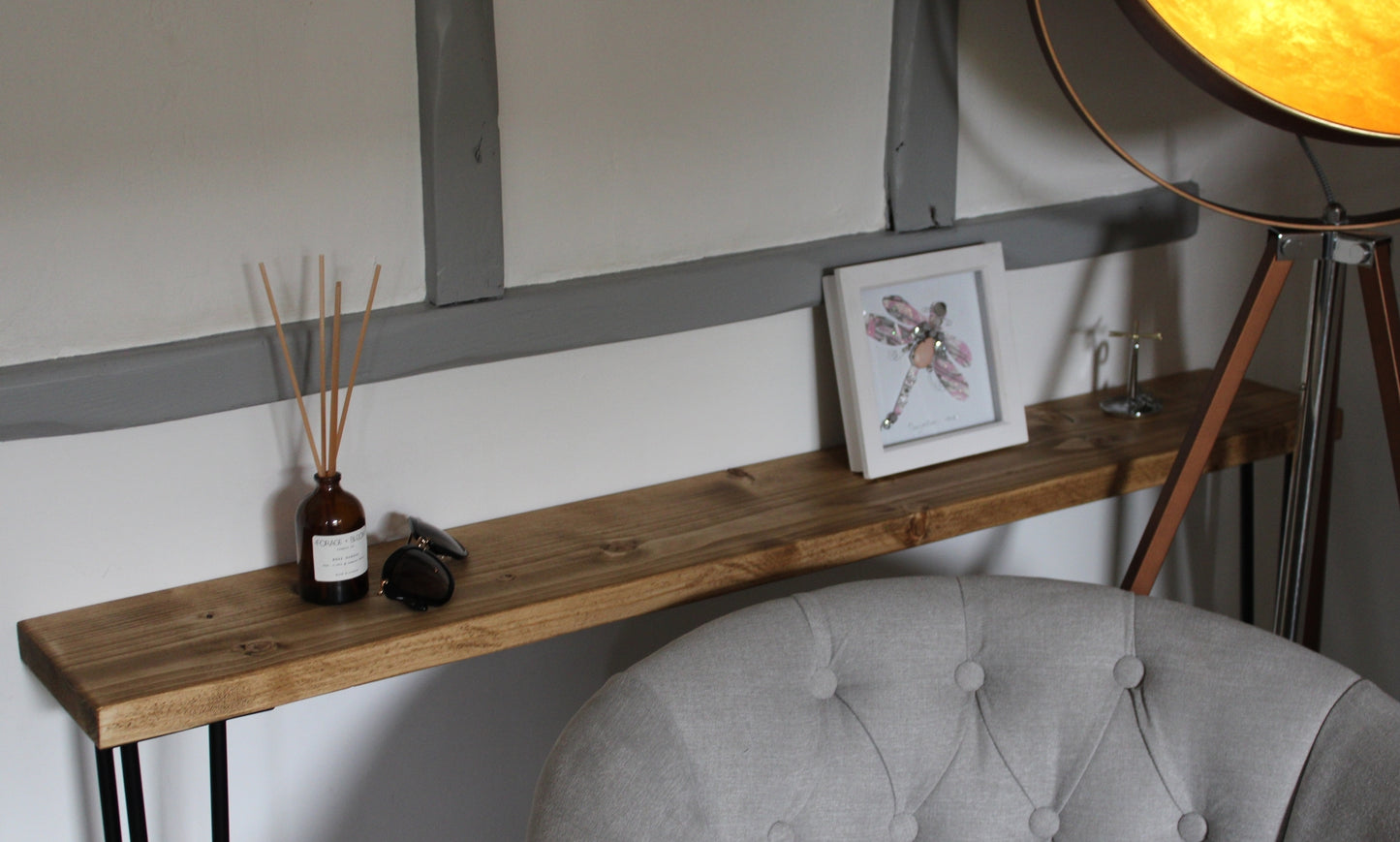 Rustic Narrow Console Table with Hairpin Legs