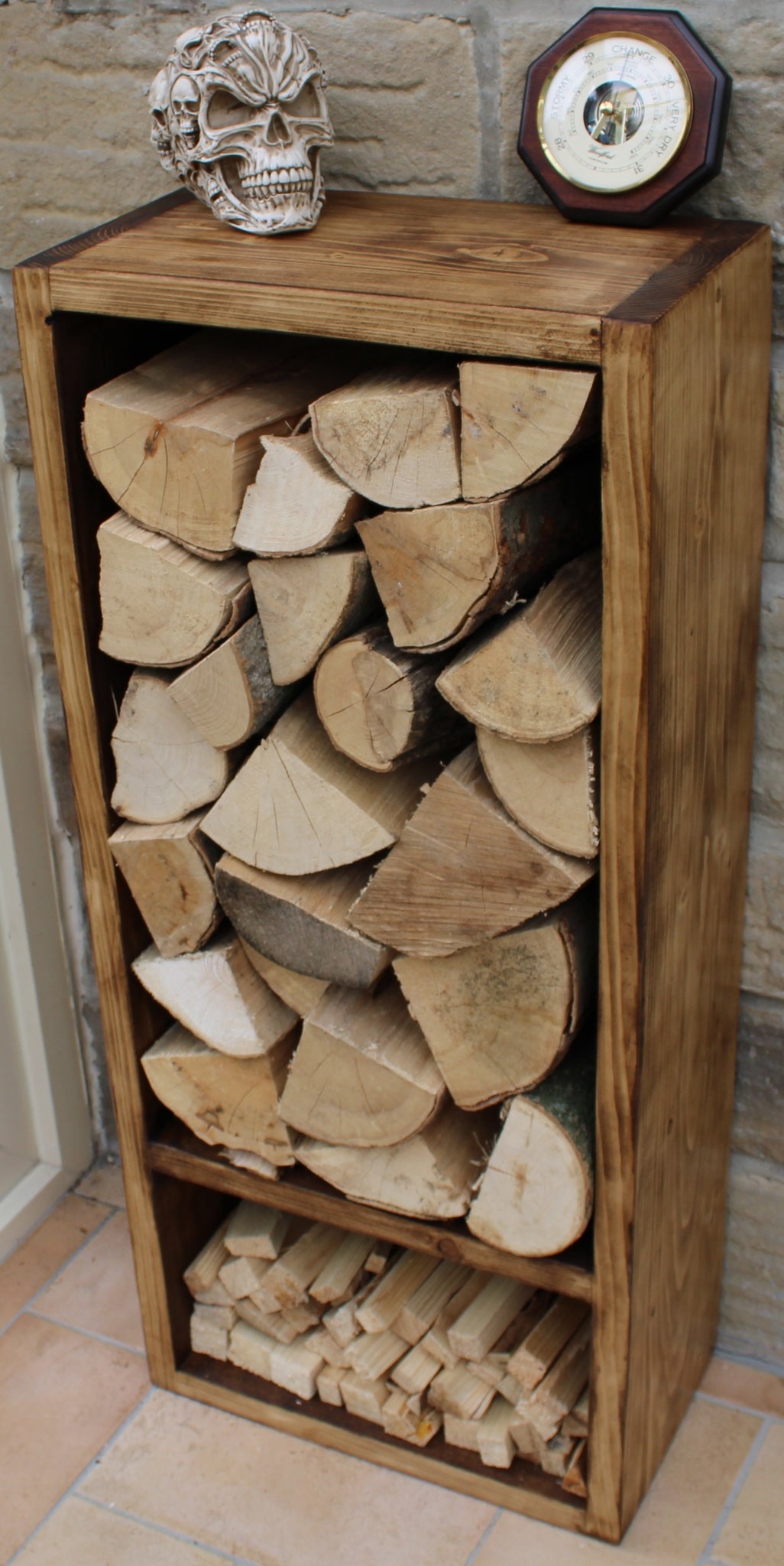 Log Store Indoor Rustic Reclaimed Wood Kindling Firewood Storage