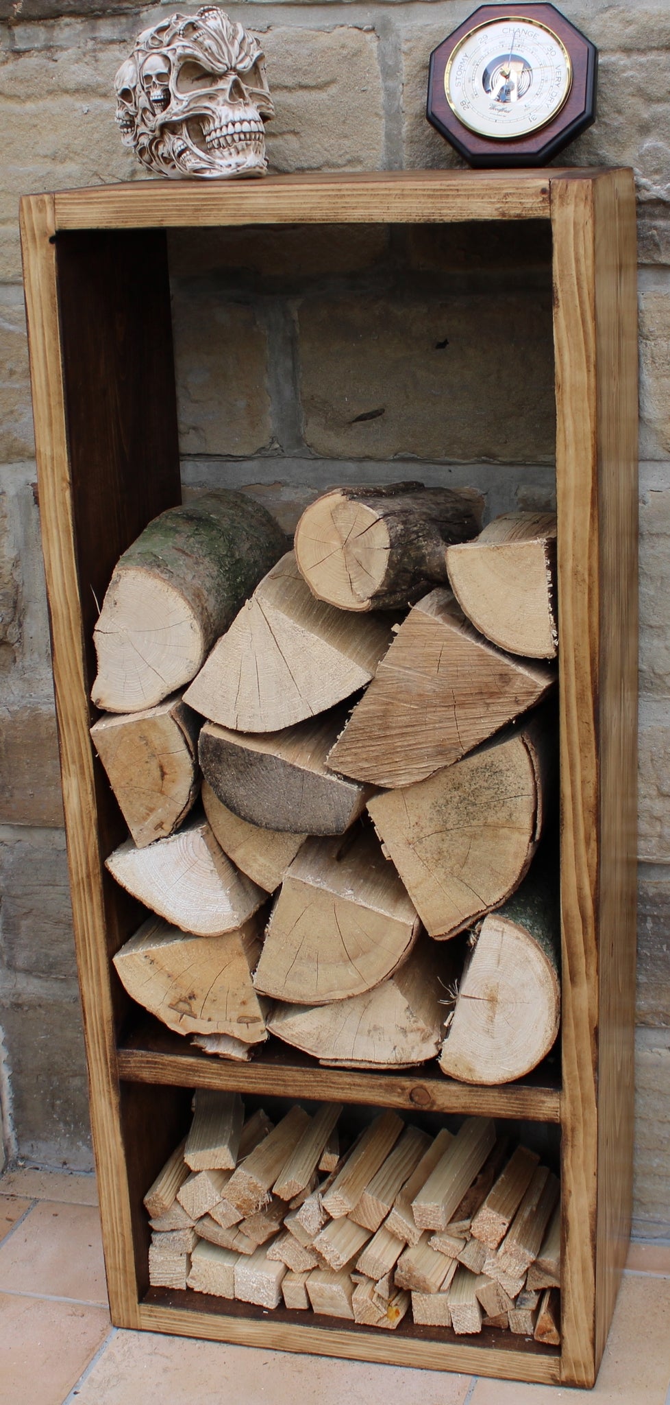 Log Store Indoor Rustic Reclaimed Wood Kindling Firewood Storage