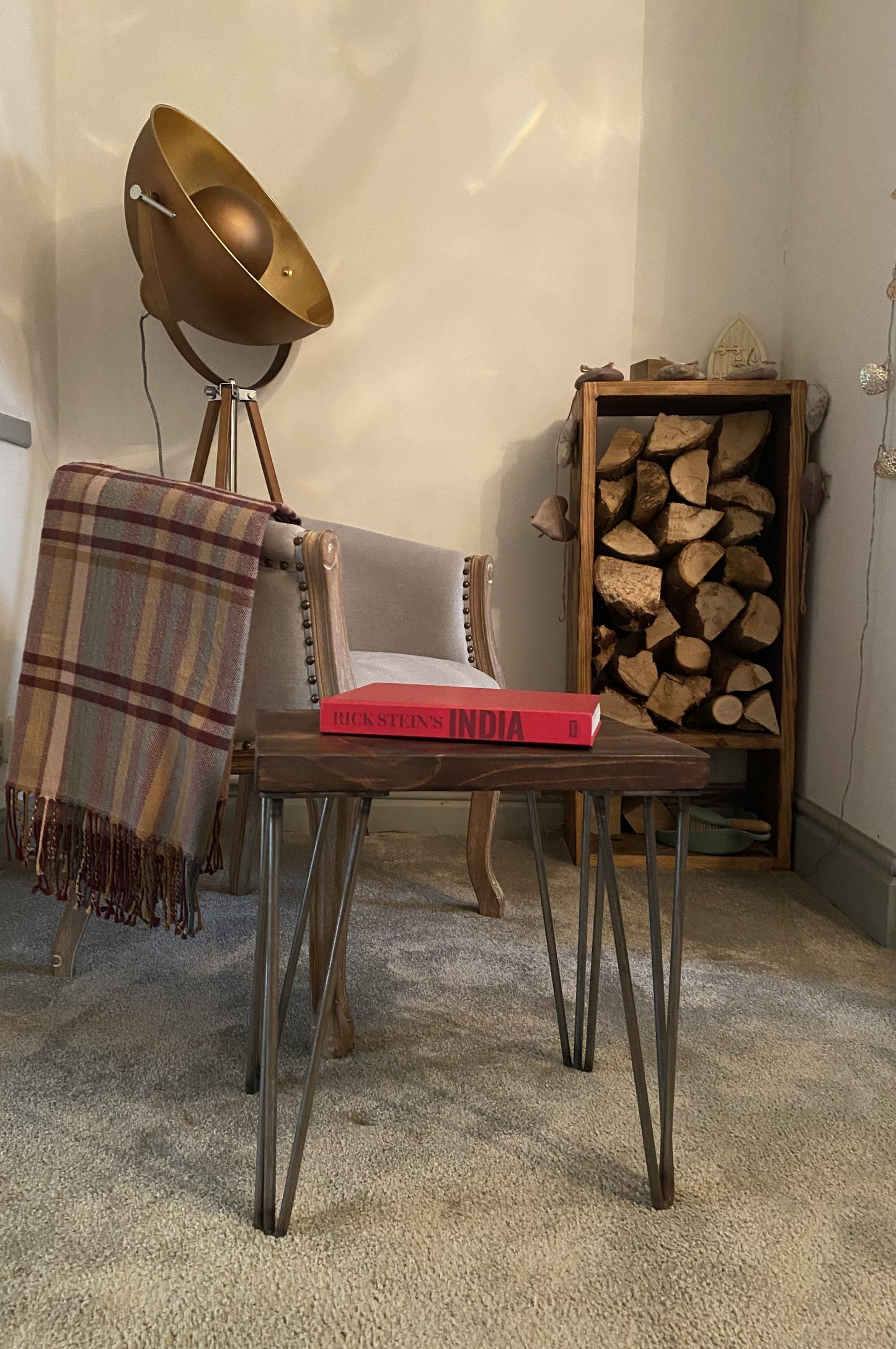 Handmade Side Table on Hairpin Legs