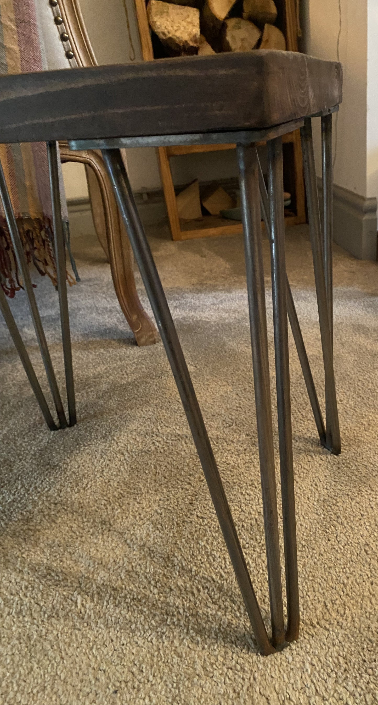 Handmade Side Table on Hairpin Legs