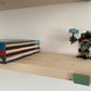 Handmade Wood Shelf from Reclaimed Scaffold Board with Pale Green Colour Steel Brackets