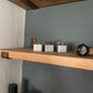Handmade Wood Shelf from Reclaimed Scaffold Board with Copper Colour Steel Brackets