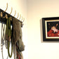 Wall Mounted Painted Wooden Coat Rack with Solid Brass Hooks in Gold