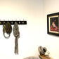 Wall Mounted Painted Wooden Coat Rack with Solid Brass Hooks in Gold