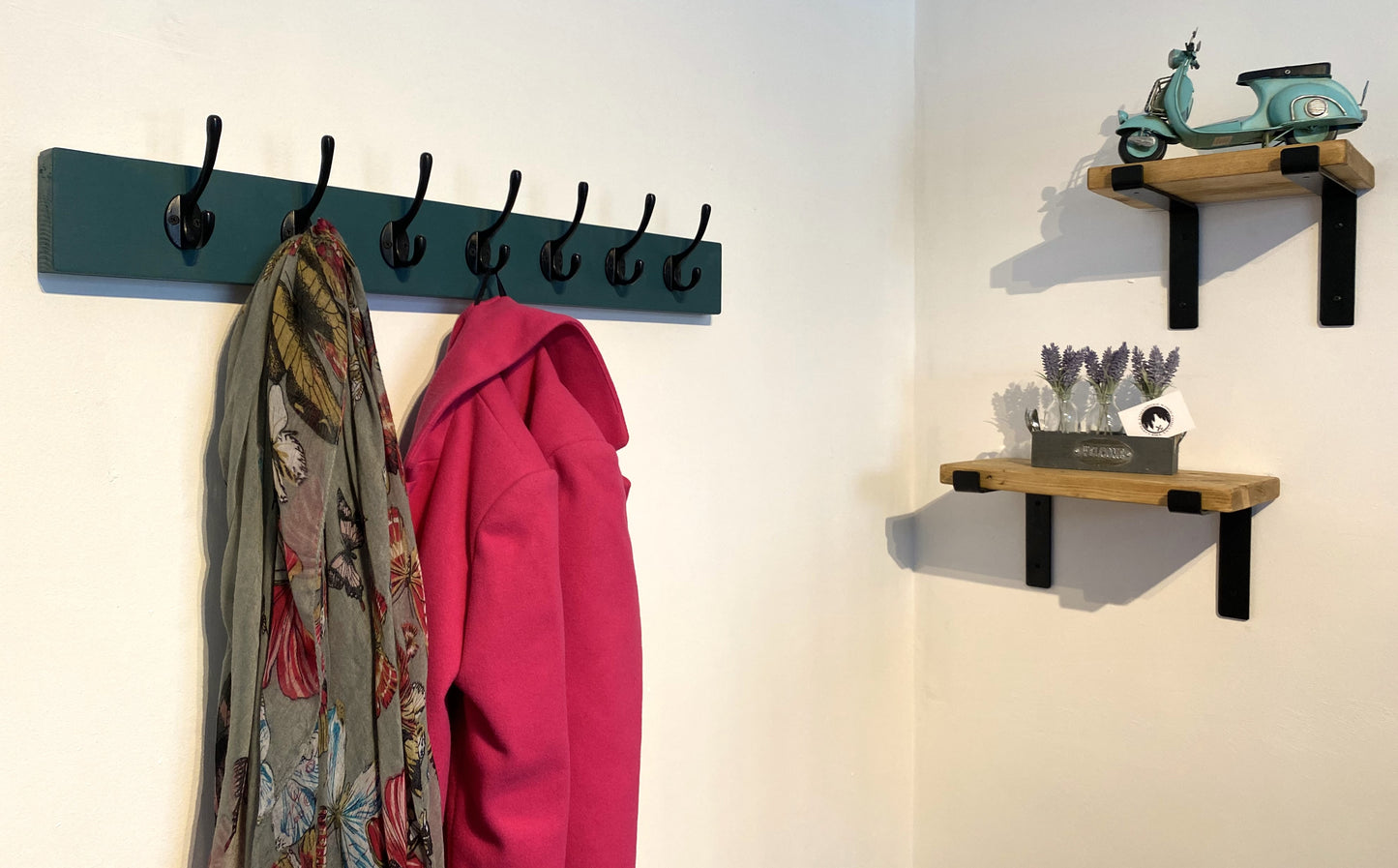 Wall Mounted Painted Wooden Coat Rack