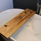 Rustic Bath Caddy Board with Wine Glass, Tablet and Tea Light Holders