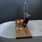 Rustic Bath Caddy Board with Wine Glass, Tablet and Tea Light Holders