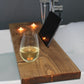 Rustic Bath Caddy Board with Wine Glass, Tablet and Tea Light Holders