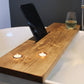 Rustic Bath Caddy Board with Wine Glass, Tablet and Tea Light Holders