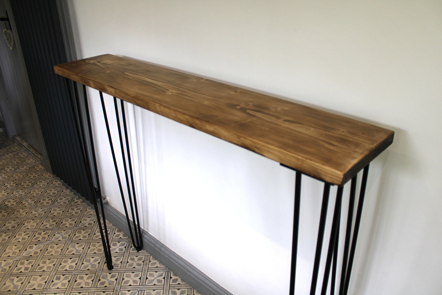 Oversized 30cm Deep Breakfast Bar with Black Hairpin Legs, Scaffold Board