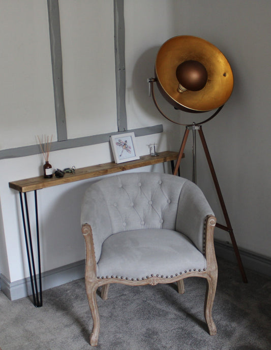 Rustic Narrow Console Table with Hairpin Legs