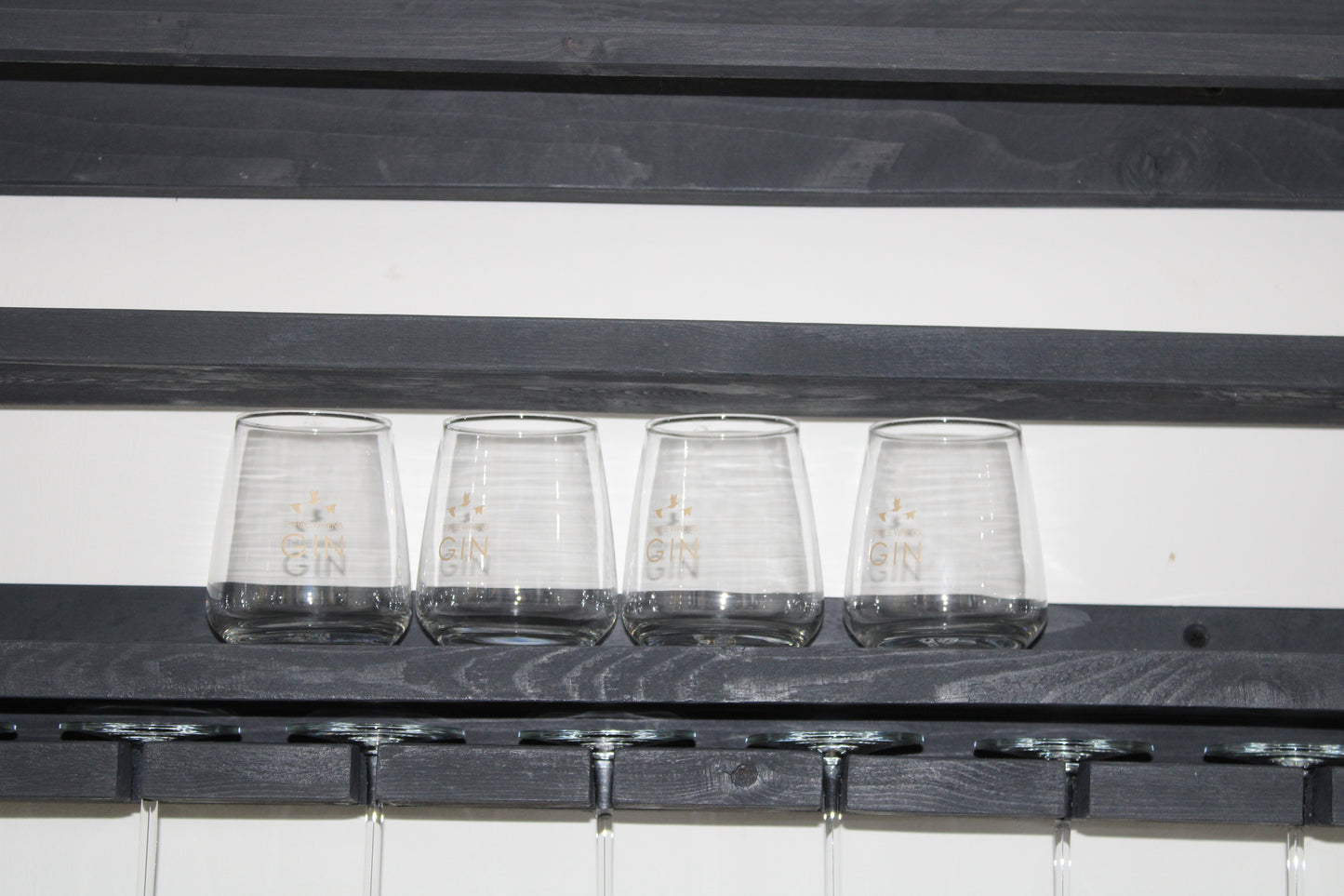 Handmade Wall Mounted Wooden Gin/Wine Bar with Shelf for Bottles and Glass Storage