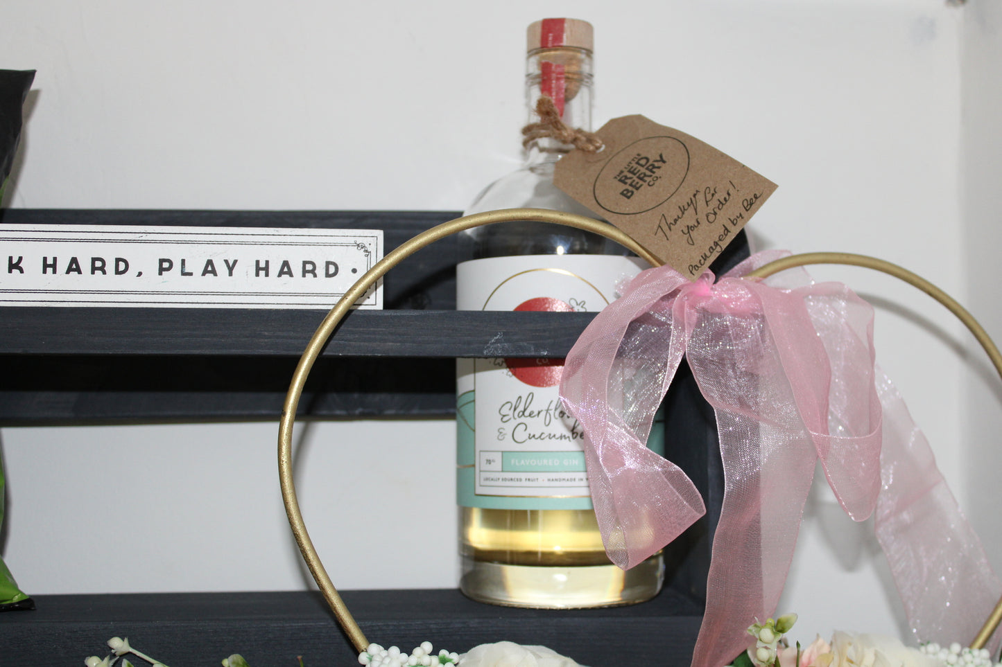 Handmade Wall Mounted Wooden Gin/Wine Bar with Shelf for Bottles and Glass Storage