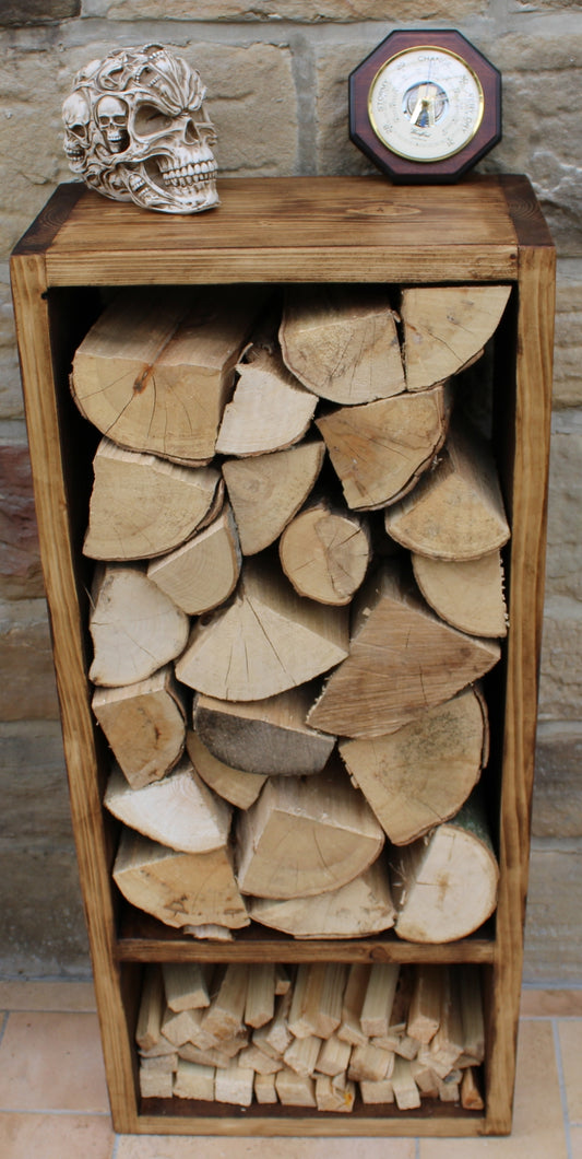 Log Store Indoor Rustic Reclaimed Wood Kindling Firewood Storage